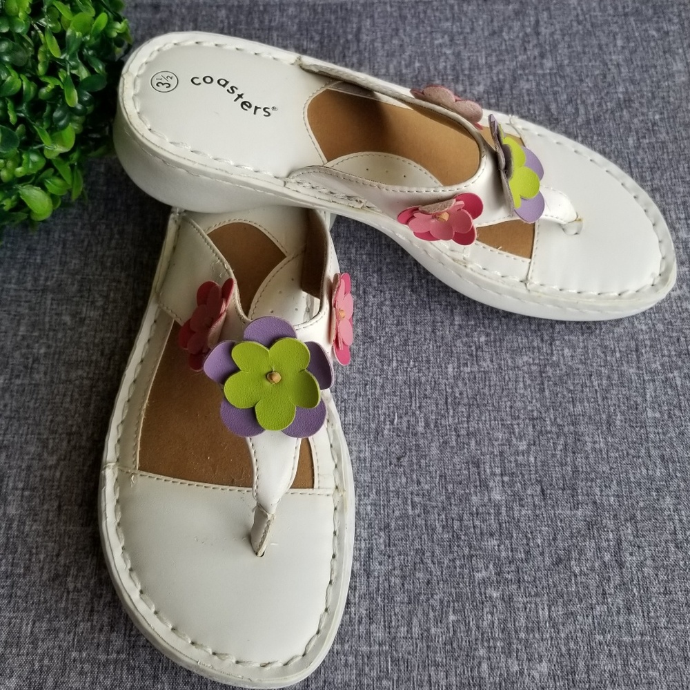 Coasters Big Girls 3.5 Youth Thong Sandals Flower